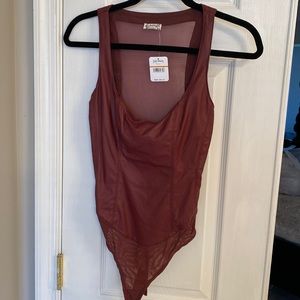 Free people vegan leather and mesh bodysuit